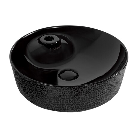 Whitehaus Rnd Above Mount Basin W/ An Embossed Exterior, Interior, Sgl Faucet Hole WH71306-F04